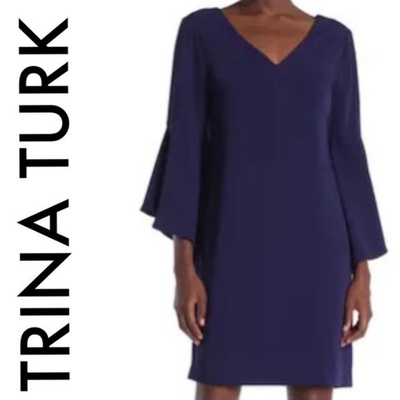 Trina Turk Dresses & Skirts - TRINA TURK NWT NAVY BLUE BELL SLEEVE DRESS XS
